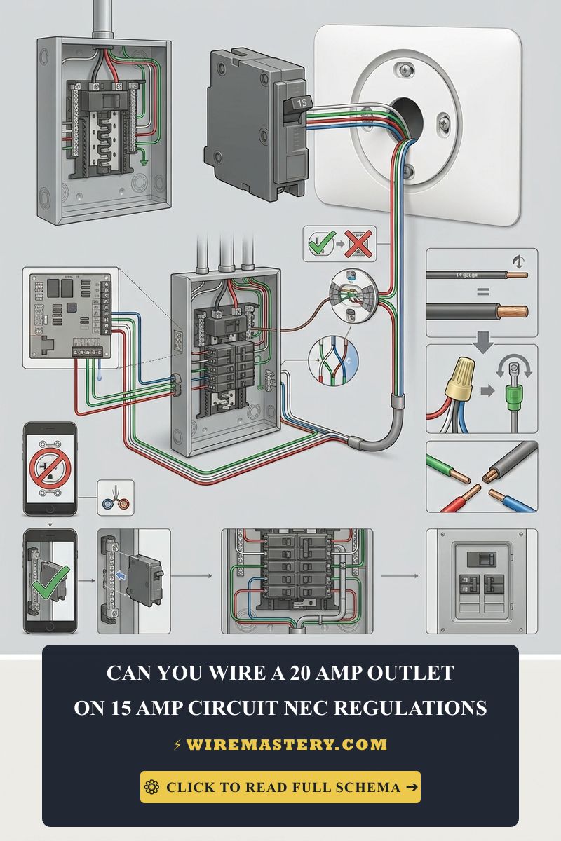 Can you legally install a 20A receptacle on a 15A circuit breaker line? Master strict NEC Table 210.21(B)(3) compliance and branch wire gauge math safely.