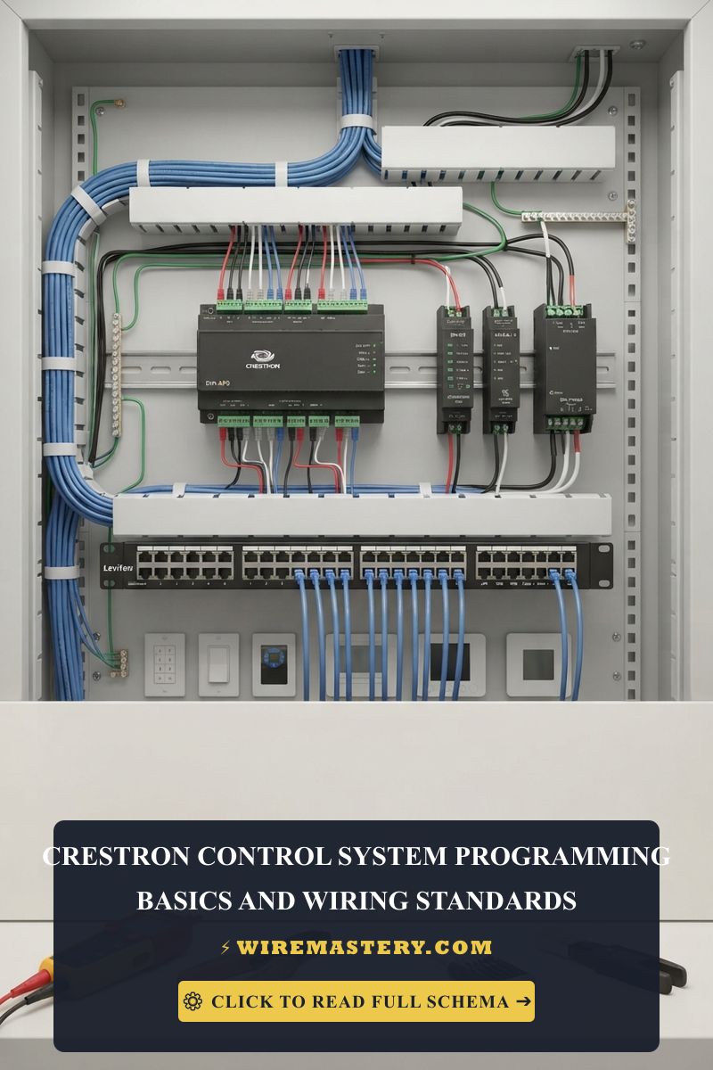 Master enterprise automation architecture. Learn Crestron control system programming baselines, Cresnet terminal specs, and RS-232 pins safely.