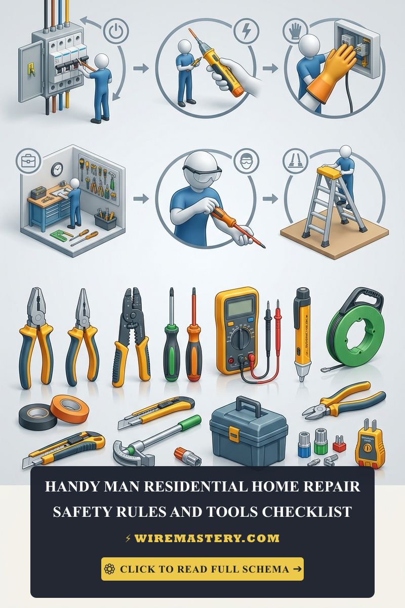 Master home renovation protocols. Complete handyman safety rules, essential tool checklists, and residential NEC electrical compliance guidelines.