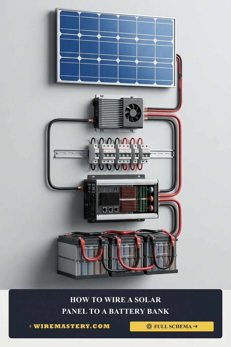 Discover how to safely wire a solar panel station to deep-cycle batteries. Covers charge controller setup, fusing, and parallel connections.